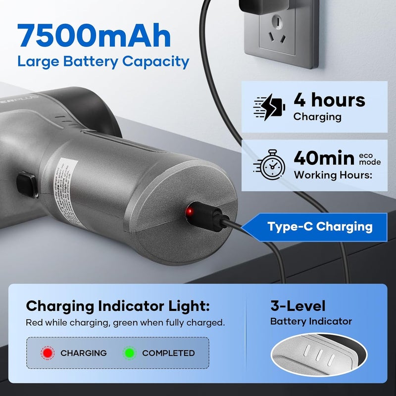 SakerPlus Mini Vacuum Cleaner, 3 in 1 Car Vacuum Cleaner High Power, 15000PA Powerful Suction, Air Duster, 7500mAh, Dual Filter,Adjustable Small Vaccum Portable Cordless for Cars,Desktop,Home - HL137 - Image 3